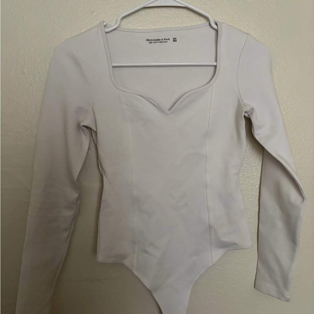 Abercrombie & Fitch Cream Long Sleeve Bodysuit